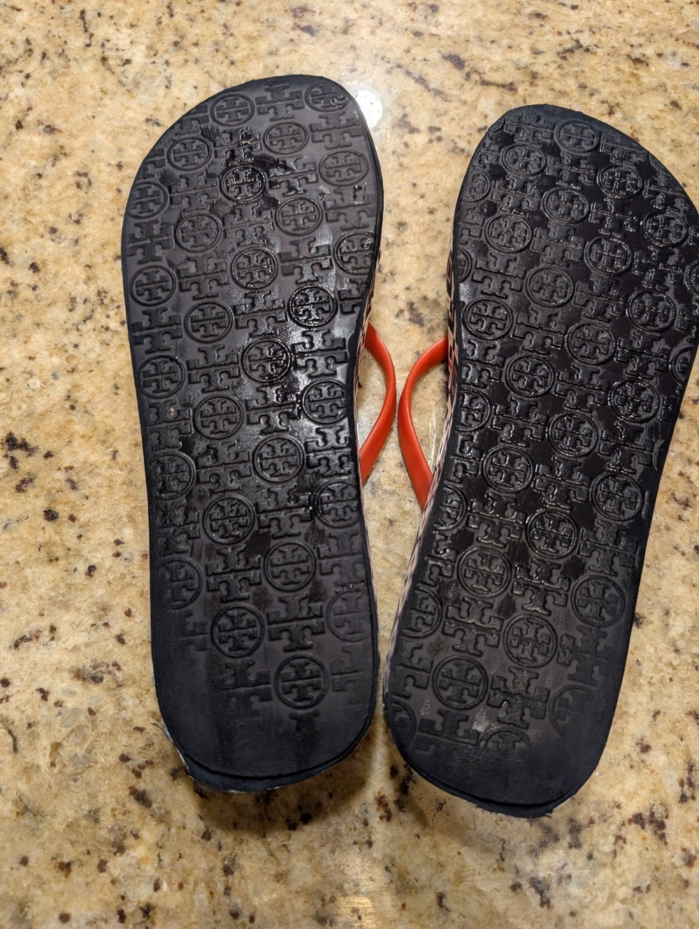 Tory Burch Thandie Wedge Flip-flop Geometric Logo Women's Sz 10 - Picture 4 of 5